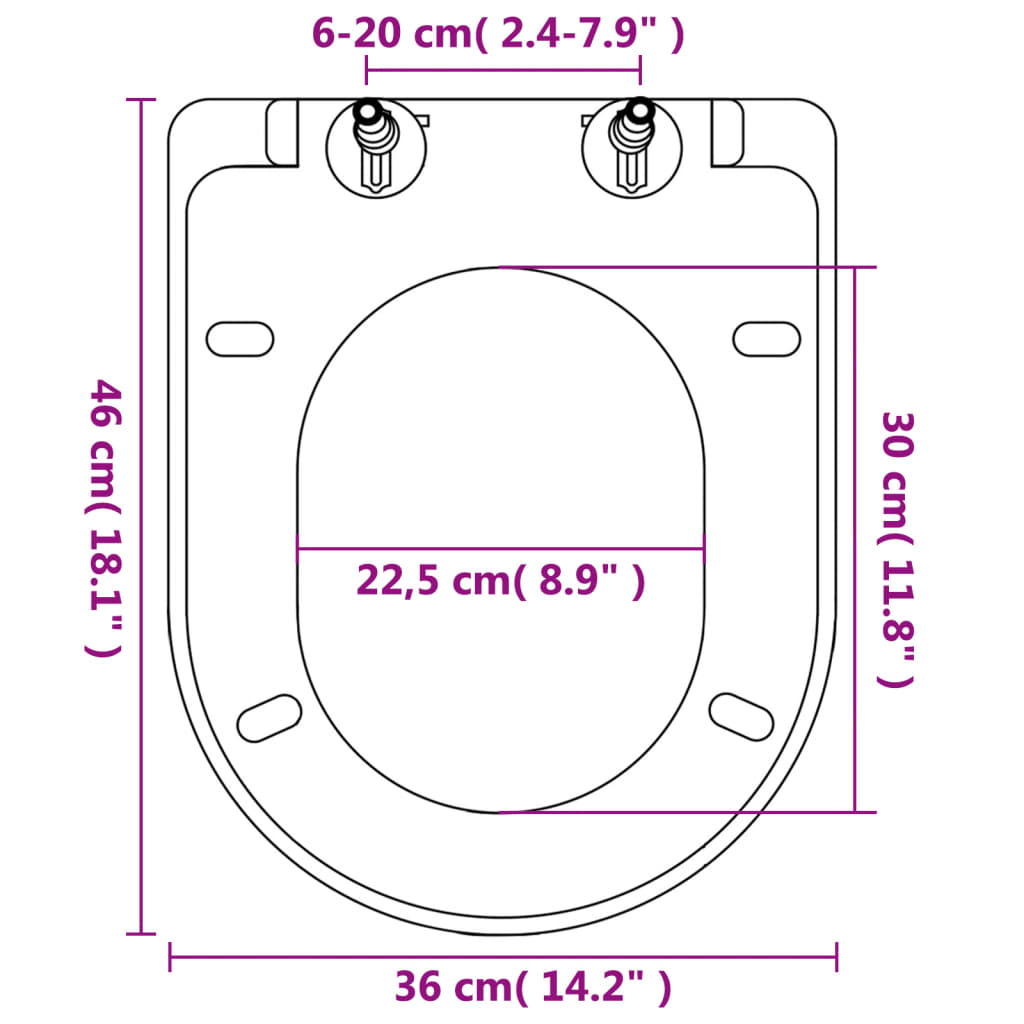 Toiletbril Soft-Close Met Quick-Release Ontwerp Vierkant
