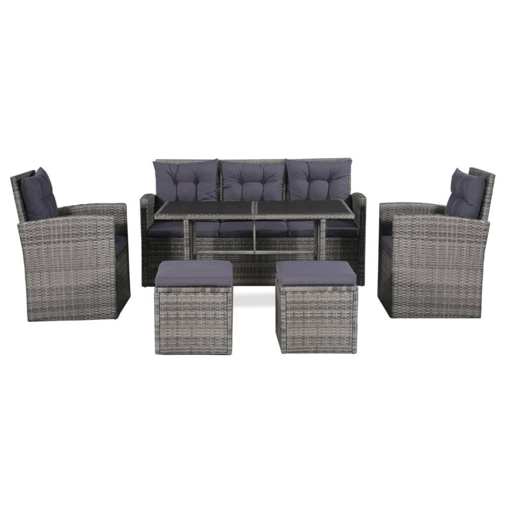 Loungeset Met Kussens Poly Rattan