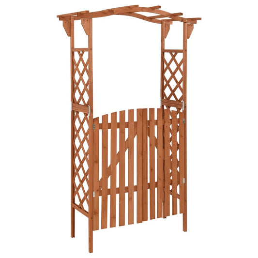 Pergola Met Poort 116X40X204 Cm Massief Vurenhout Grijs