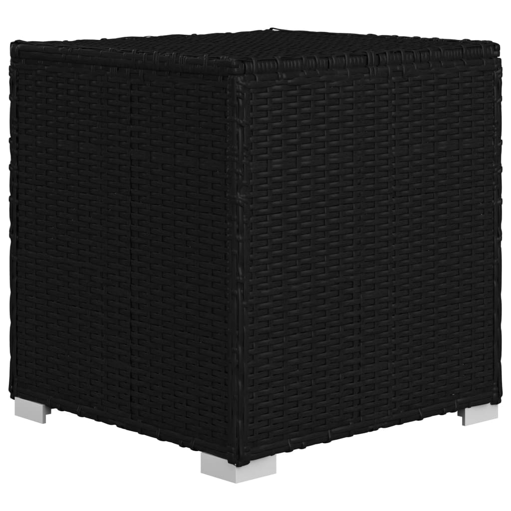 Ligbed Met Kussen En Salontafel Poly Rattan Zwart