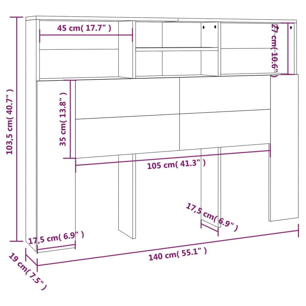 Hoofdbordkast 40X9X03,5 Cm