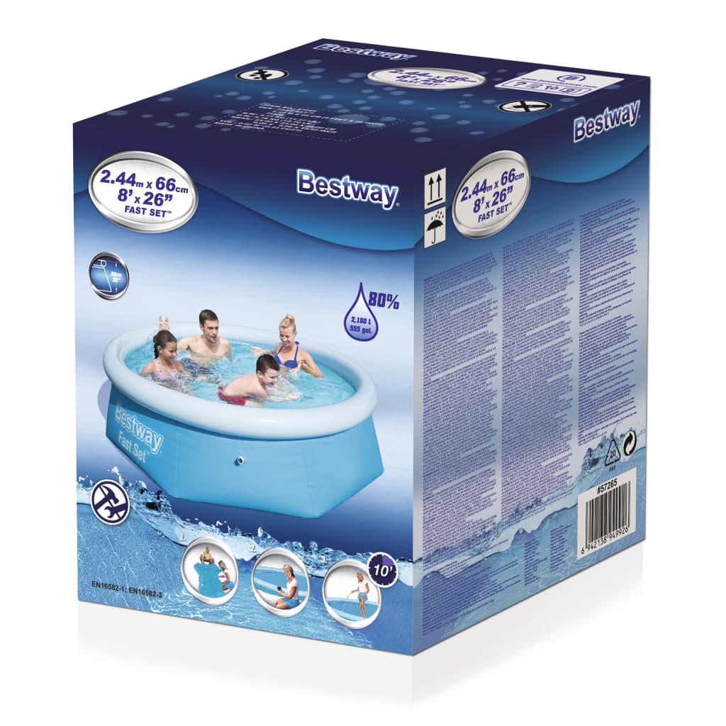 Bestway Fast Set Zwembad Opblaasbaar Rond 244X66 Cm