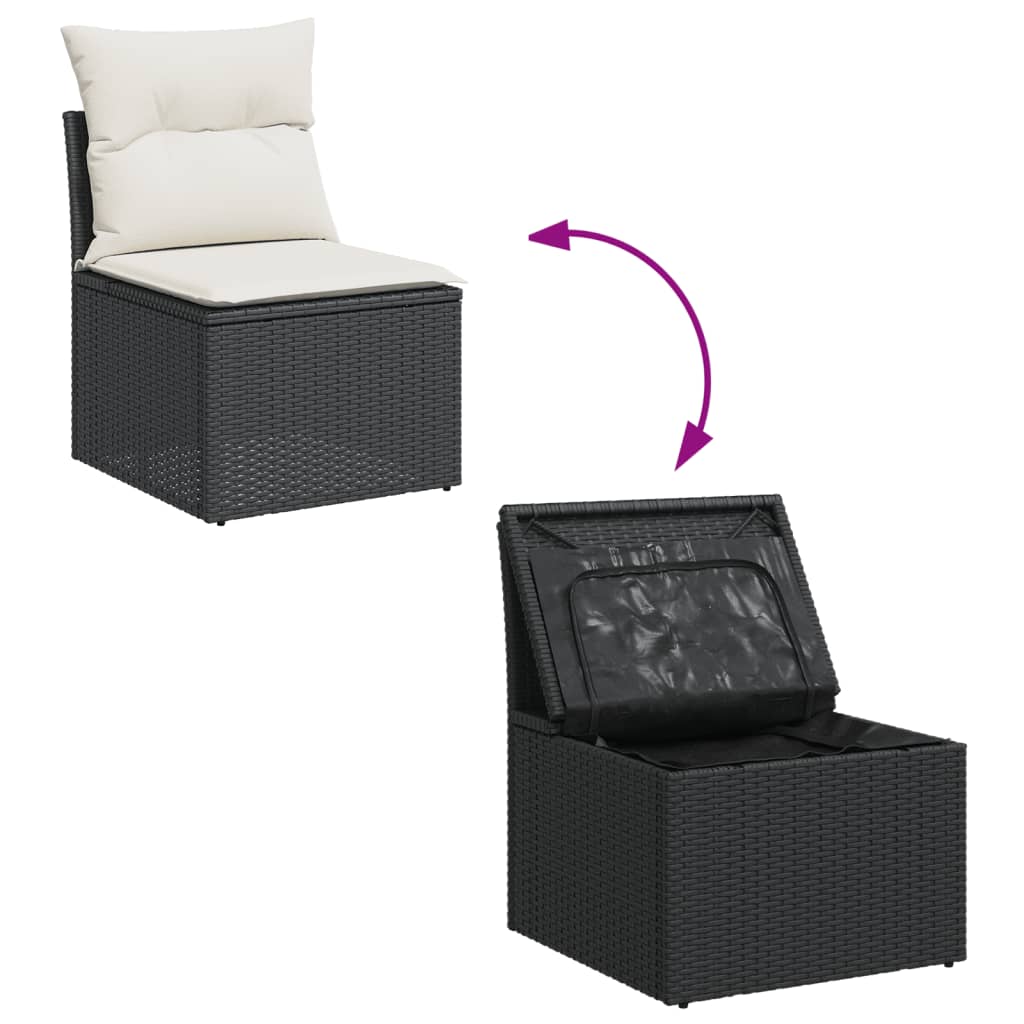 5-Delige Loungeset Met Kussens Poly Rattan Zwart