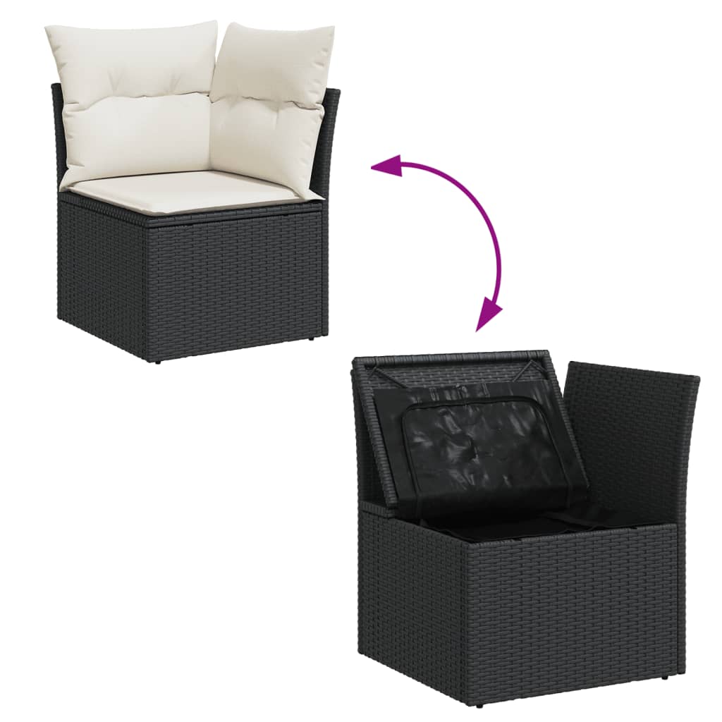 5-Delige Loungeset Met Kussens Poly Rattan Zwart