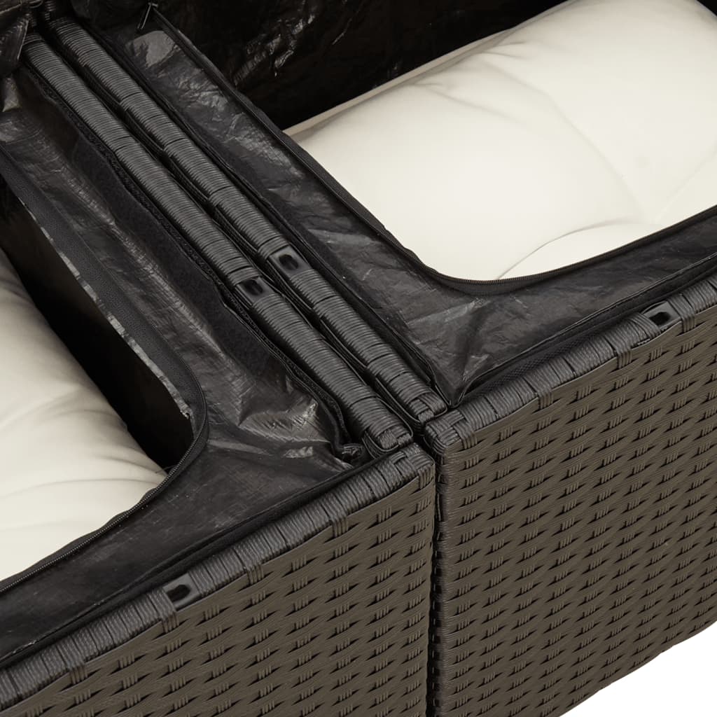 8-Delige Loungeset Met Kussens Poly Rattan Zwart