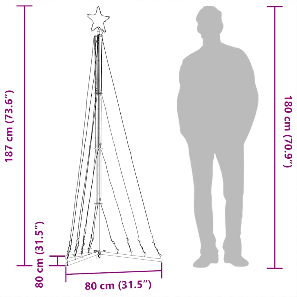 Kerstboomverlichting 339 Kleurrijke Led's 187 Cm